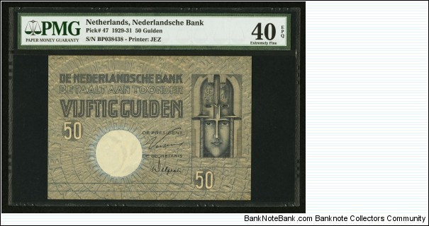 Netherlands 50 Gulden 6.5.1931 SN#BP038438 Banknote