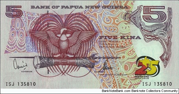Papua New Guinea 2000 5 Kina.

25 Years of Independence. Banknote