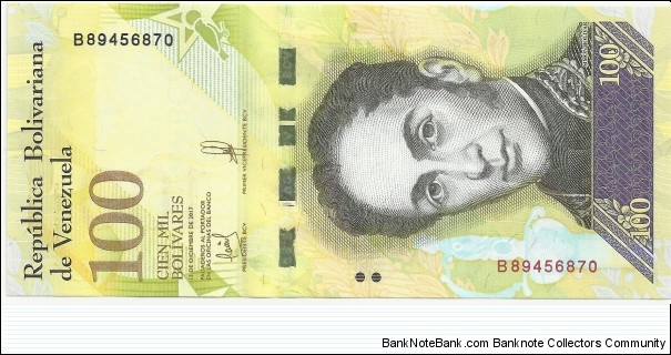 VenezuelaBN 100000 Bolivares 2017 Banknote