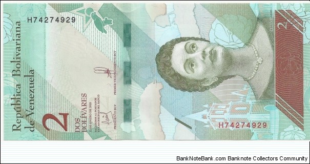 VenezuelaBN 2 Bolivares 2018 Banknote