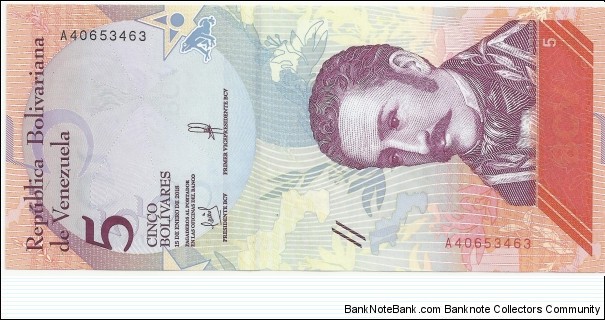 VenezuelaBN 5 Bolivares 2018 Banknote