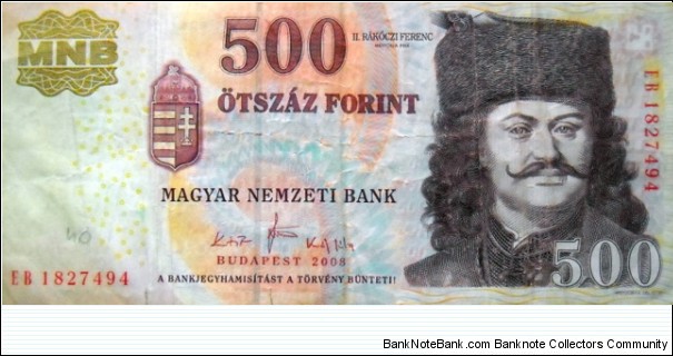 500 Forint. 2008 Banknote