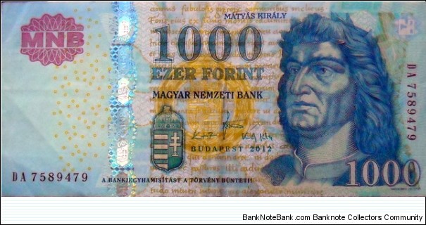 1000 Forint. 2012 Banknote