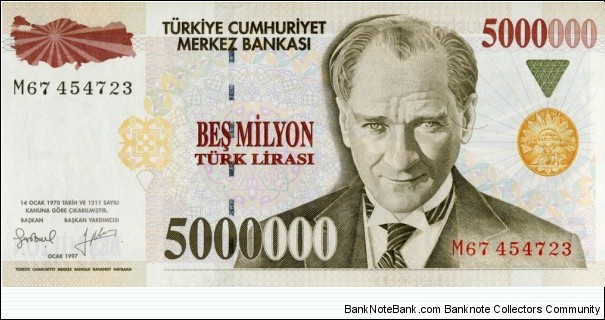 
5,000,000 ₤ - Turkish lira Banknote