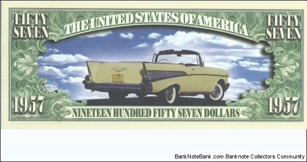 1957 - Classic Car Series - pk# NL - ACC American Art Classics - Not Legal Tender  Banknote