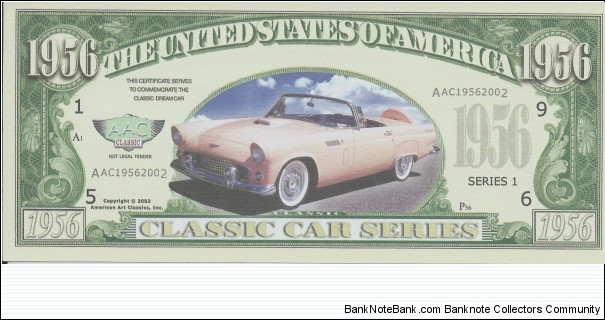 1956 - Classic Car Series - pk# NL - ACC American Art Classics - Not Legal Tender  Banknote