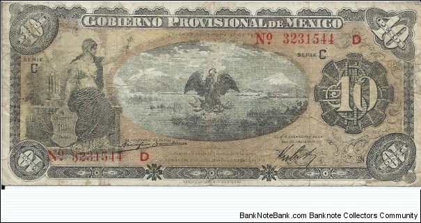 Gobierno Provisional de México, Veracruz - 10 Pesos - pk S 1107a - suffix C - 01.12.1914 Banknote