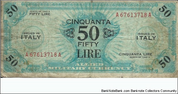 ALLIED MILITARY - 50 Lire - pk 20a Banknote