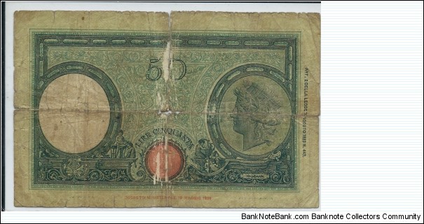 Banknote from Italy year 1943