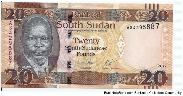 SOUTH SUDAN - 20 Pounds - pk 13 Banknote
