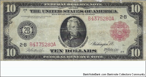 USA 10 Dollars
1914
Federal Reserve Note Banknote