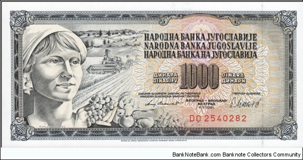 1,000 Dinara Banknote
