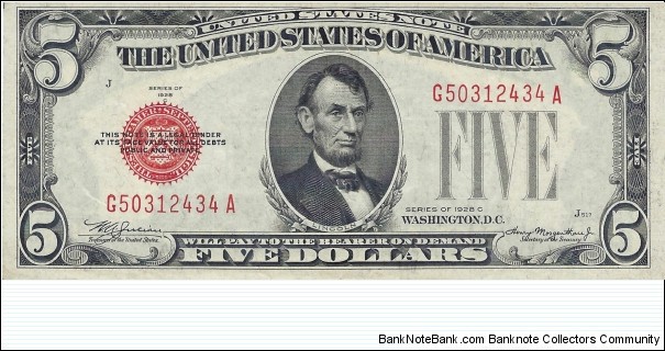 USA 5 Dollars
1928C
United States Note Banknote