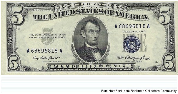 USA 5 Dollars
1953
Silver Certificate Banknote
