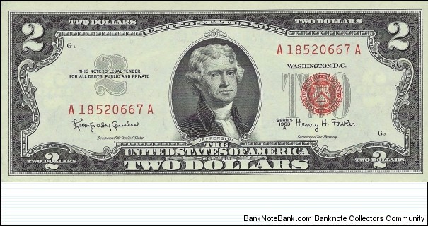 USA 2 Dollars
1963A
United States Note Banknote