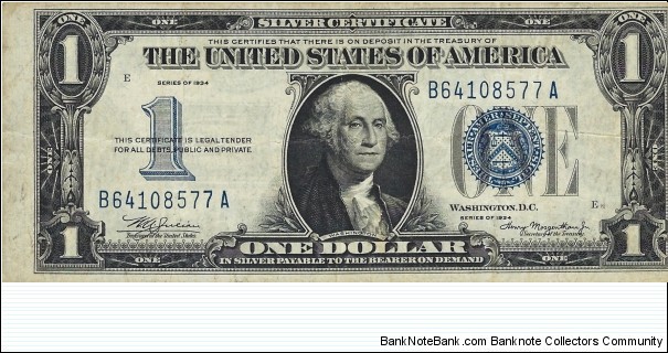 USA 1 Dollar
1934
Silver Certificate Banknote