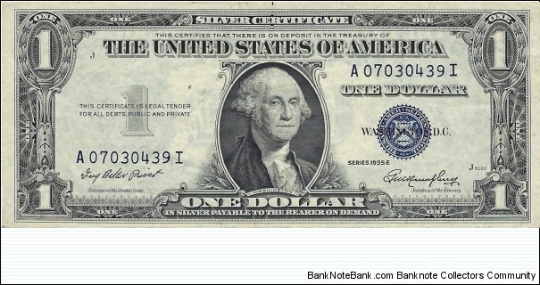 USA 1 Dollar
1935E
Silver Certificate Banknote