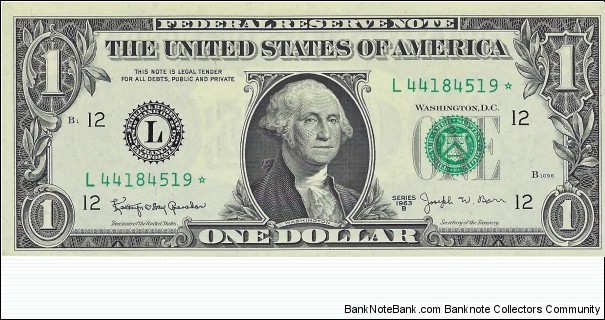 USA 1 Dollar
(Federal Reserve Note) Banknote