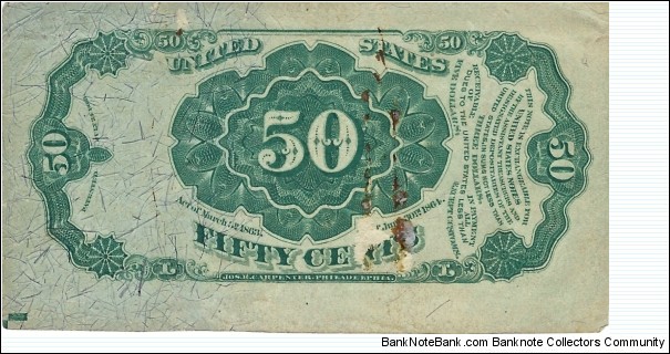 Banknote from USA year 1874