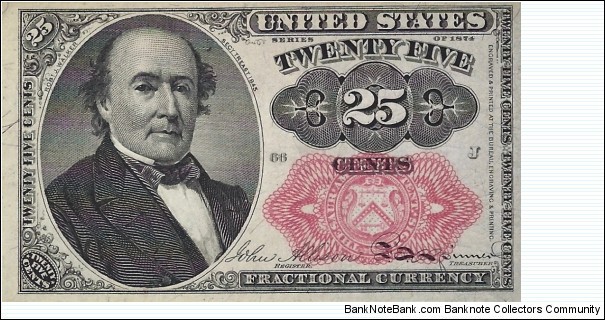 USA 25 Cents
(Fractional Currency) Banknote