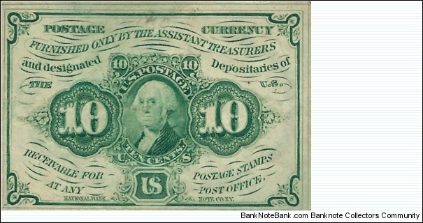 USA 10 Cents
1862
Fractional Currency Banknote
