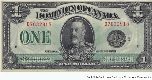 CANADA 1 Dollar
1923 Banknote