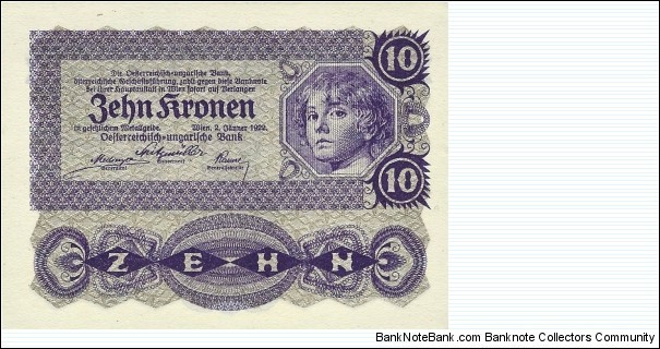 AUSTRIA 10 Kronen
1922 Banknote