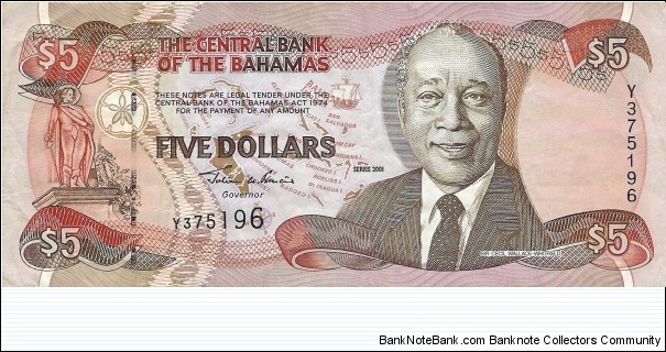 BAHAMAS 5 Dollars Banknote