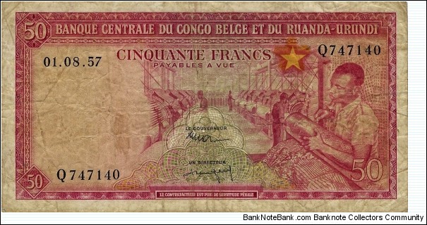 BELGIAN CONGO & RUANDA-URUNDI 50 Francs
 Banknote
