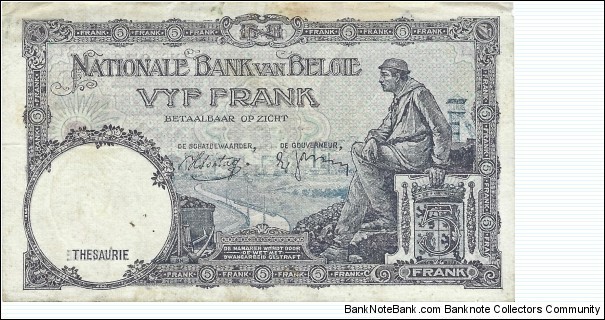 Banknote from Belgium year 1938