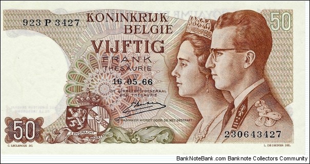 BELGIUM 50 Francs
1966 Banknote