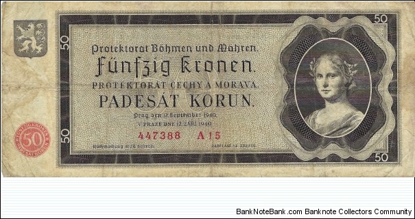 BOHEMIA-MOROVIA 50 Kronen
 Banknote