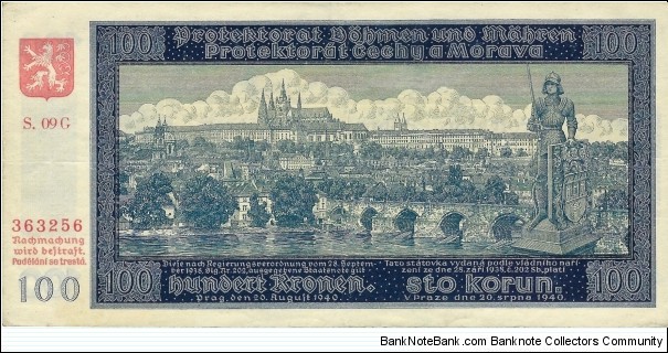 BOHEMIA-MOROVIA 100 Kronen
 Banknote