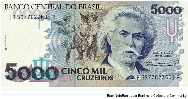 BRAZIL 5000 Cruzeiros
1993 Banknote