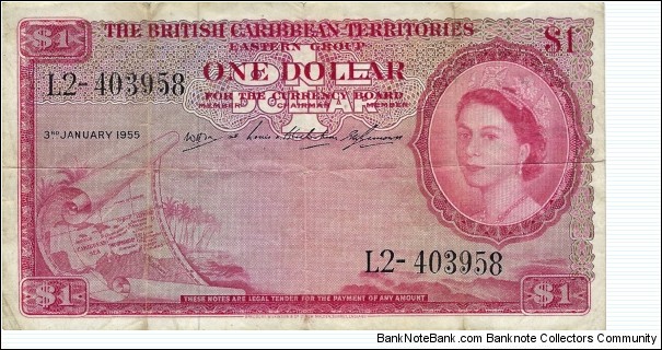 BRITISH CARIBBEAN TERRITORIES
1 Dollar
1955 Banknote