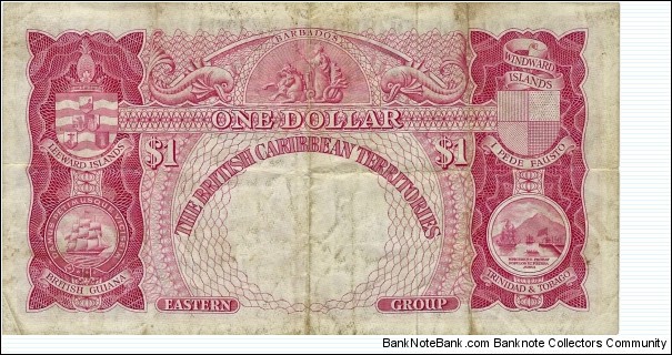 Banknote from East Caribbean St. year 1955