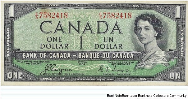 CANADA 1 Dollar
1954
(Devil's Hair) Banknote