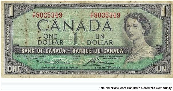 CANADA 1 Dollar
1954 Banknote