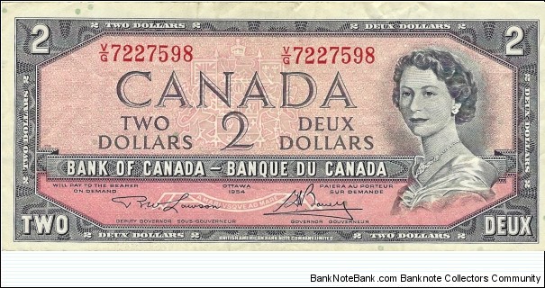 CANADA 2 Dollars
1954 Banknote
