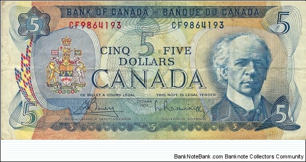 CANADA 5 Dollars
1972 Banknote