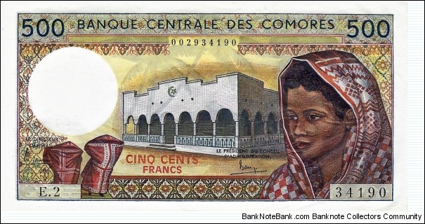 COMOROS 500 Francs
 Banknote