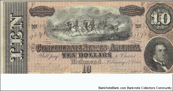 CONFEDERATE STATES
10 Dollars 1864 Banknote