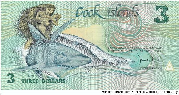 COOK ISLANDS 3 Dollars
1987 Banknote