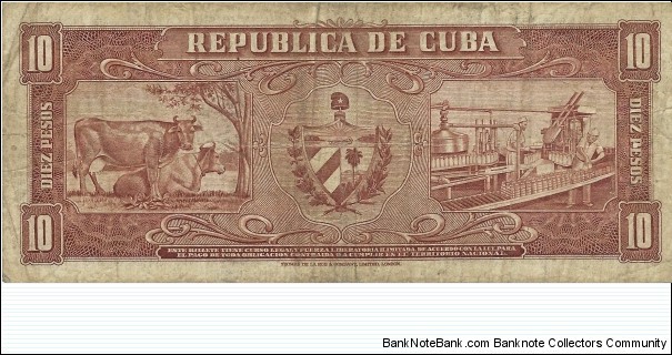 Banknote from Cuba year 1958