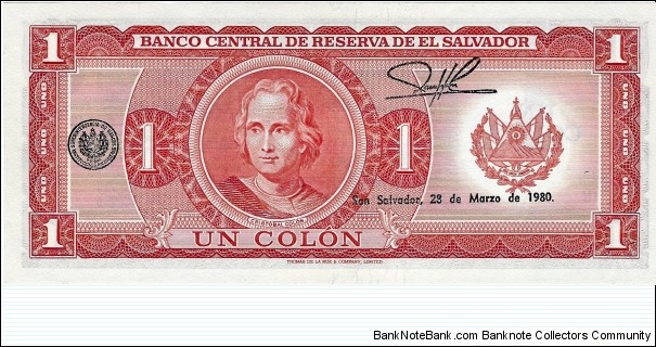 Banknote from El Salvador year 1980