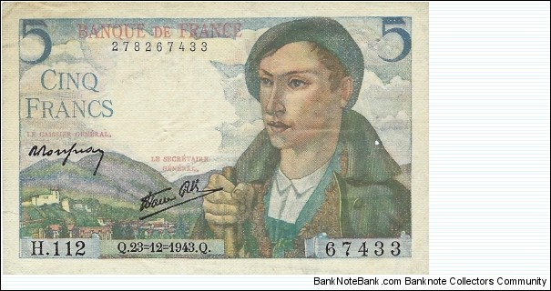 FRANCE 5 Francs
 Banknote