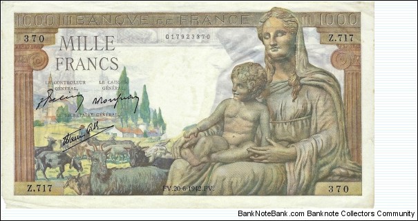 FRANCE 1000 Francs
 Banknote