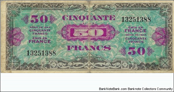 FRANCE 50 Francs
1944
Allied Forces Banknote
