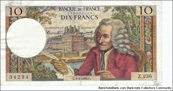 FRANCE 10 Francs
1966 Banknote