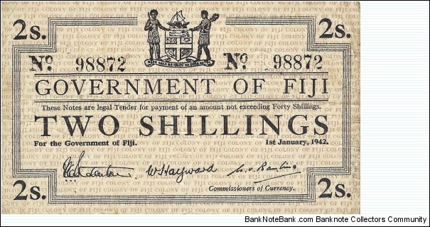 FIJI 2 Shillings
1942 Banknote